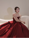 Elegant  Red Strapless A-line Lace up Back  Party Dress Long Prom Dresses to Impress ,WGP1396