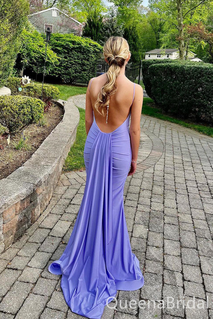 Gorgeous Spaghetti Straps Open Back Mermaid Long Party Dress Prom Dresses ,WGP1892