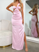 Stylish Gorgeous Light Pink One Shoulder Side Slit Mermaid Long Party Dress Prom Dresses ,WGP1891