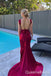 Sexy V Neck Open Back Mermaid Long Party Dress Prom Dresses ,WGP1890