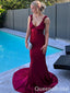 Sexy V Neck Open Back Mermaid Long Party Dress Prom Dresses ,WGP1890