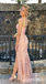 Sexy Light Pink Strapless Mermaid Evening Gown Maxi Long Formal Dresses Prom Dresses with Side Slit ,WGP886