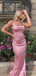 Elegant Spaghetti Straps Pink Mermaid Evening Gown Maxi Long Formal Dresses Prom Dresses ,WGP860