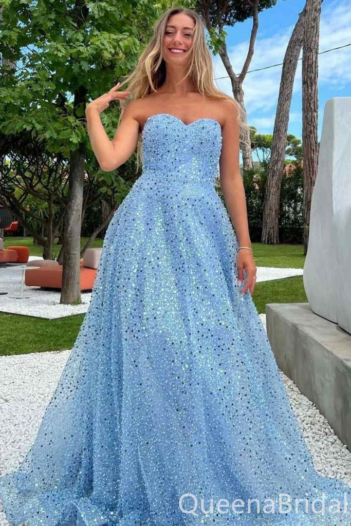 Gorgeous Strapless Sweetheart A-line Party Dress Long Prom Dresses to Impress,WGP1719