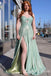 Sexy Strapless Mint Green A-line Sweetheart Side Slit Long Party Dress Long Prom Dresses to Impress ,WGP1429