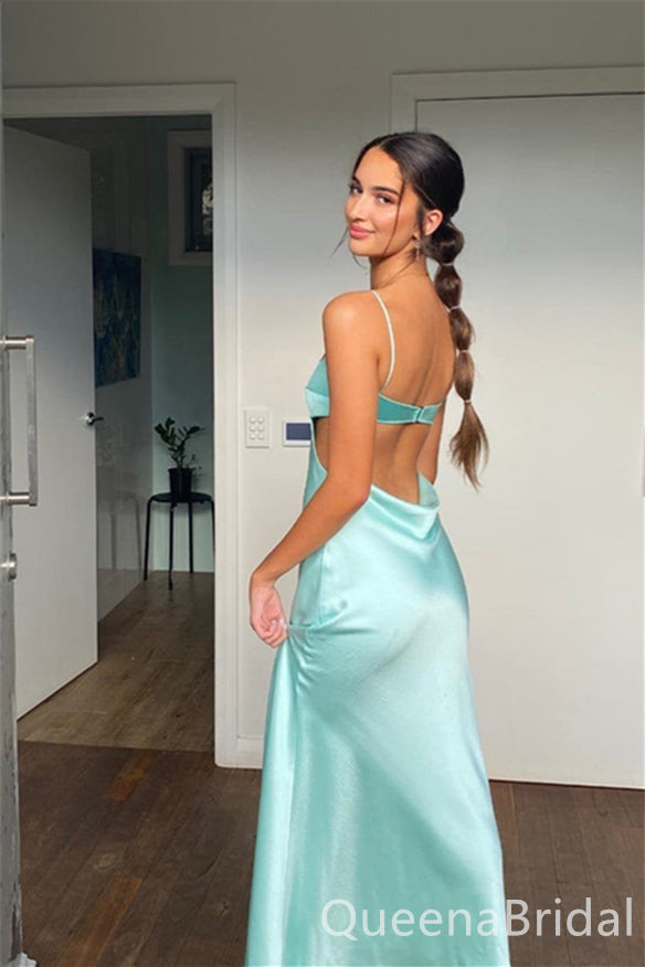 Gorgeous Mint Green Spaghetti Straps Sheath Long Party Dress Prom Dresses ,WGP1886