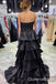 Black High Low Strapless A-line Layer Evening Gown Long Evening Party Prom Dresses ,WGP1247