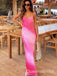 Sexy Pink Spaghetti Straps V Neck Mermaid Sleeveless Evening Prom Dresses,WGP522