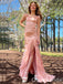 Pink Mermaid Long Prom Dresses to Impress with Slit,WGP1342