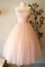 Elegant Light Pink Strapless Beaded Kneel Length Party Dress Long Prom Dresses to Impress ,WGP1401