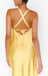 Sexy Yellow Spaghetti Straps V Neck Side Slit Mermaid Long Evening Prom Dresses,WGP502