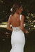 Elegant White Spaghetti Straps V Neck Lace Appliques Mermaid Long Wedding Dresses,WGP206