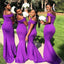 Elegant Dark Purple Off Shoulder Simple Cheap Mermaid Long Bridesmaid Dresses, BDS0199