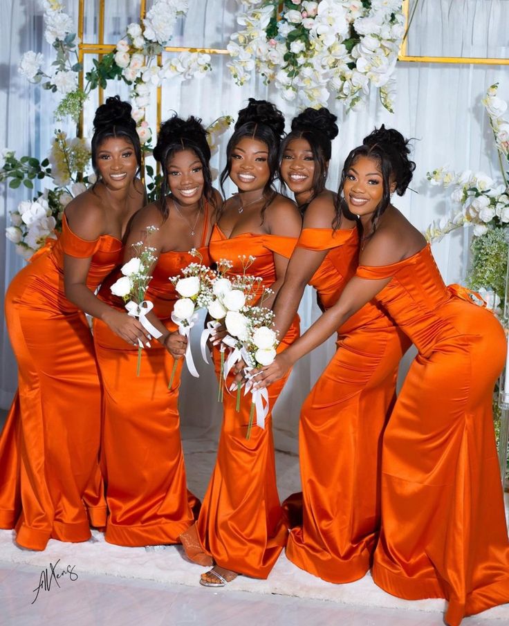 Elegant Orange Elastic Satin Simple Cheap Mermaid Long Bridesmaid Dresses, BDS0222