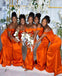 Elegant Orange Elastic Satin Simple Cheap Mermaid Long Bridesmaid Dresses, BDS0222