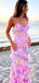 Elegant Pink Spaghetti Strap Ruffles Colorful Beach Prom Dresses,WGP488