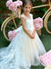 Elegant White Tulle Lace Appliques A-Line Cheap Simple Long Flower Girl Dresses, FGS0048