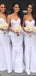 Elegant White Sweetheart Ruffle Simple Cheap Mermaid Long Bridesmaid Dresses , BDS0212