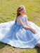 Elegant A-line Jewel Neck Lace Appliques Tulle Flower Girl Dresses with Ruffles, FGS0051