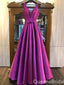 Belt Plunging Pleats A-line Evening Gown Maxi Long Evening Party Prom Dresses ,WGP1170