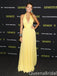 Elegant Yellow V Neck Halter Sheath Long Party Dress Prom Dresses,WGP1728