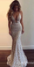 Champagne Spaghetti Straps Plunging Mermaid Flower Appliques Long Prom Dresses to Impress ,WGP1349