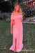 Pink Off the Shoulder Side Slit A-line Party Dress Long Prom Dresses to Impress ,WGP1641