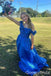 Gorgeous Blue Off Shoulder Ruffles A-line Long Party Dress Prom Dresses,WGP1730