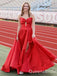 Sexy Strapless Red A-line Bow Knot Side Slit Long Party Dress Long Prom Dresses to Impress ,WGP1440