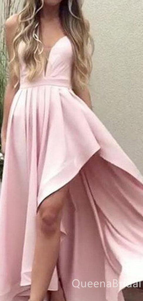 Sexy Elegant Plunging Light Pink Evening Gown Long Prom Dresses ,WGP659