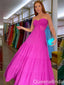 Hot Pink Strapless Sweetheart A-line Fluffy Evening Gown Maxi Long Evening Party Prom Dresses ,WGP1177