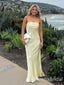 Elegant Light Yellow Strapless Sheath Long Prom Dresses Party Dresses to Impress ,WGP1371