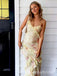 Elegant Yellow Spaghetti Strap Ruffles Colorful Beach Prom Dresses,WGP489