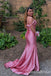 Pink Plunging Off Shoulder Mermaid Long Prom Dresses to Impress Plus Size,WGP1355