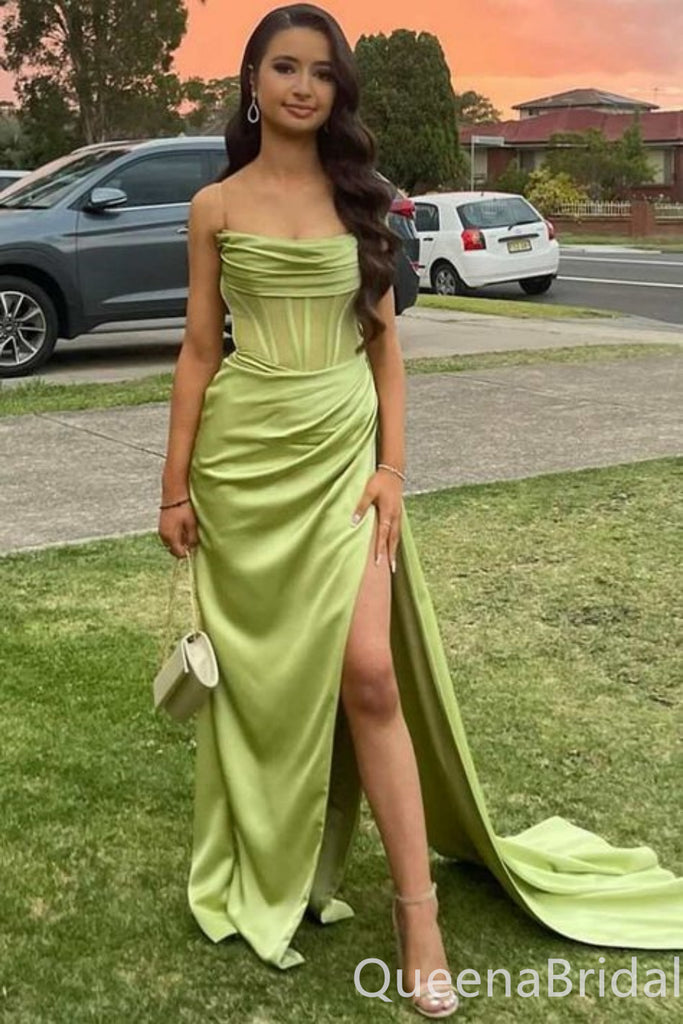 Elegant Strapless A-line Side Slit Long Party Dress Long Prom Dresses to Impress ,WGP1443