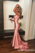 Pink Plunging Off Shoulder Mermaid Long Prom Dresses to Impress Plus Size,WGP1356