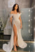 Gorgeous Ivory One Shoulder Mermaid Long Prom Dresses to Impress with Slit,WGP1358