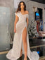 Gorgeous Ivory One Shoulder Mermaid Long Prom Dresses to Impress with Slit,WGP1358