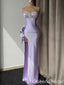 Gorgeous Strapless Lilac Beaded Sweetheart Side Slit Mermaid Long Party Dress Prom Dresses,WGP1737