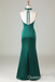 Green Halter Plunging Mermaid Open Back Evening Gown Long Evening Party Prom Dresses ,WGP1265