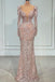 Blush Long Sleeves Plunging Mermaid Long Prom Dresses to Impress ,WGP1359