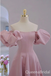 Elegant Pink Off the Shoulder Bubble Sleeves A-line Long Party Dress Long Prom Dresses to Impress ,WGP1402