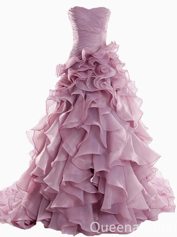 Strapless Ruffles Sweetheart A-line Ball Gown Party Dress Long Prom Dresses to Impress ,WGP1481