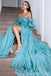 Gorgeous Off Shoulder A-line Open Back Evening Gown Long Evening Party Prom Dresses with Slit ,WGP1267