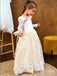 Elegant Light Yellow Tulle Lace Appliques A-Line Cheap Simple Long Flower Girl Dresses, FGS0046