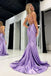 Elegant Light Purple Sequin Beading Side Slit Mermaid Long Evening Prom Dresses,WGP506