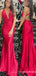 Sexy Red Plunging Sheath Evening Gown Maxi Long Formal Dresses Prom Dresses,WGP888