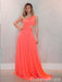 Orange One Shoulder A-line Evening Gown Long Evening Party Prom Dresses  ,WGP1268