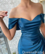 Blue Off Shoulder Mermaid Evening Gown Long Evening Party Prom Dresses with Slit,WGP1270