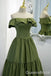 Gorgeous Off Shoulder Green Lace up Back A-line Long Party Dress Prom Dresses,WGP1743